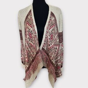 Lucky Brand Aztec Open Front Cardigan Poncho. Women’s size Medium